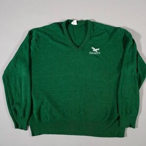 Garan Philadelphia Eagles Sweater Mens XL Green Vintage NFL V-Neck Acrylic USA